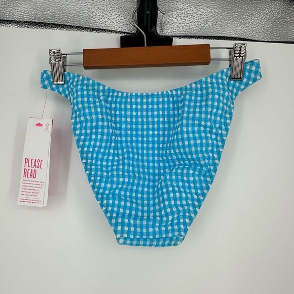 Lilly Pulitzer Pico High Cut Bikini Bottom Plaid Blue Size 2 Turquoise Oasis - Picture 10 of 11